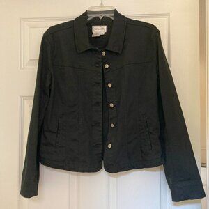 Vintage Live a Little Women's Black Denim Jacket - Medium